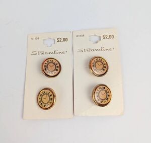 Streamline vintage clock goldtone buttons medium size set of 4